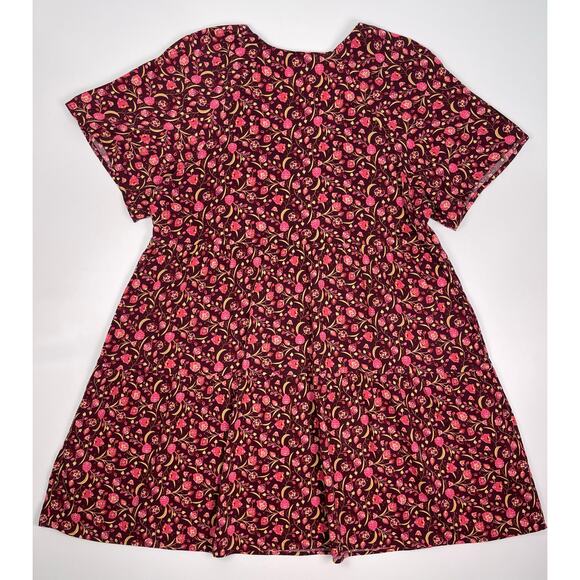 Old Navy Burgundy Floral Short Sleeve Dress Size M - Picture 4 of 9